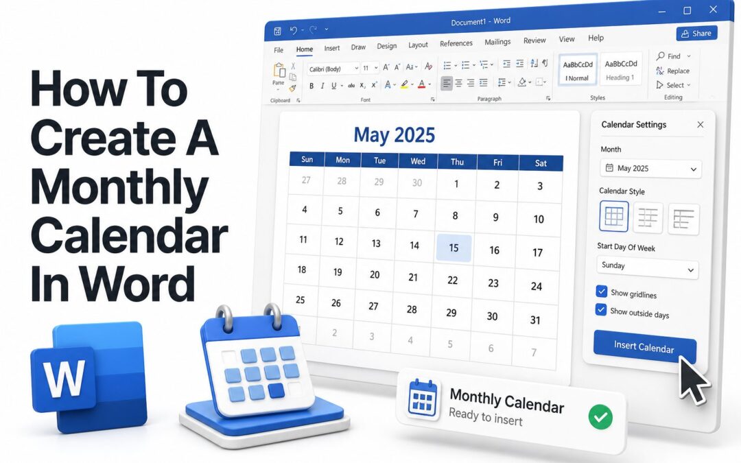 How to Create a Monthly Calendar in Word: Step-by-Step Guide
